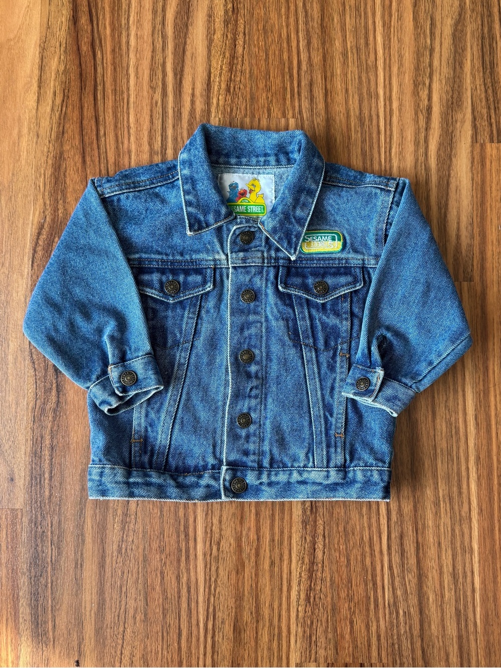 VTG Sesame Street Denim Y2K Jean Jacket Toddler Size 18 Months Unisex Elmo